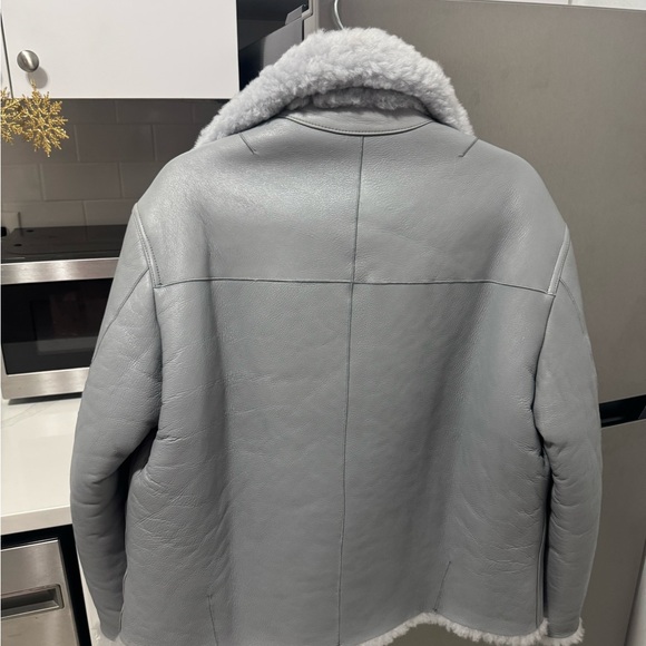 IRO Gray Leather Jacket with Silver Accents - Picture 6 of 7